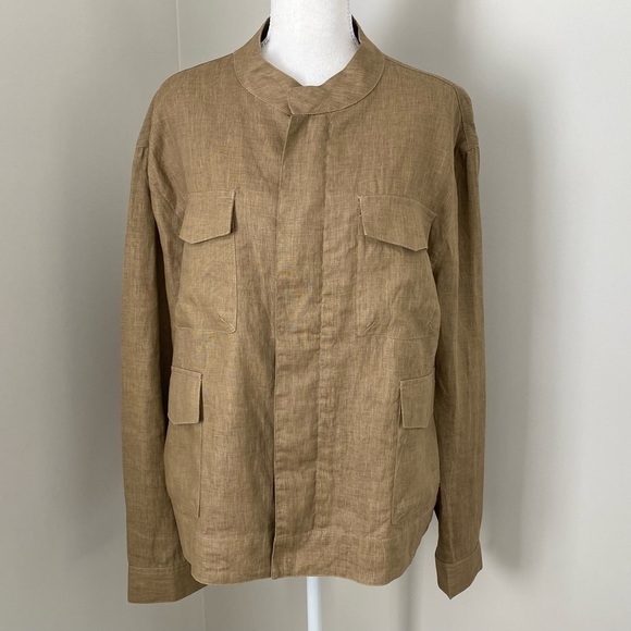 REISS London Brown Zip Up Multi Pocket Cargo Long Sleeve Utility Jacket XL - Picture 2 of 13